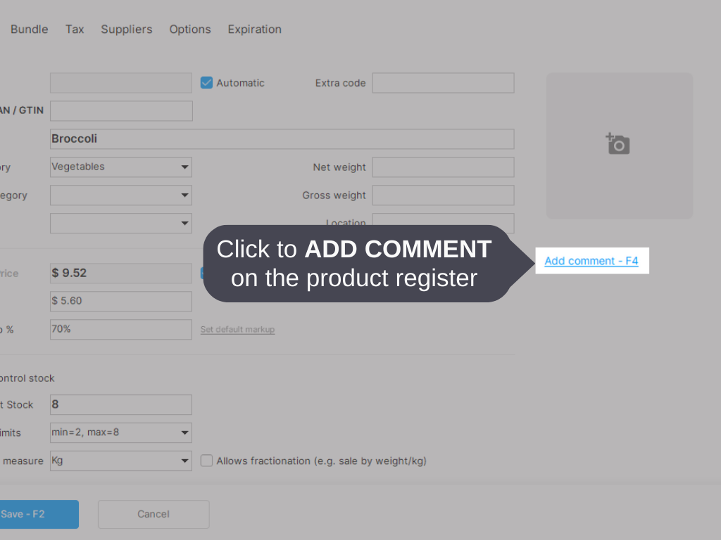 How to register a product and stock